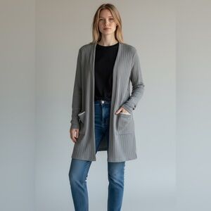 Blu Pepper Gray Open-Front Cardigan